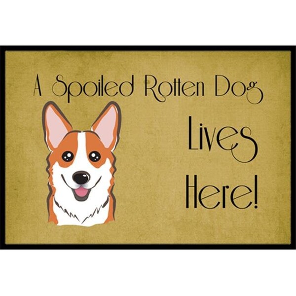 Carolines Treasures BB1502MAT Red Corgi Spoiled Dog Lives Here Indoor & Outdoor Mat; 18 x 27 in. BB1502MAT - main